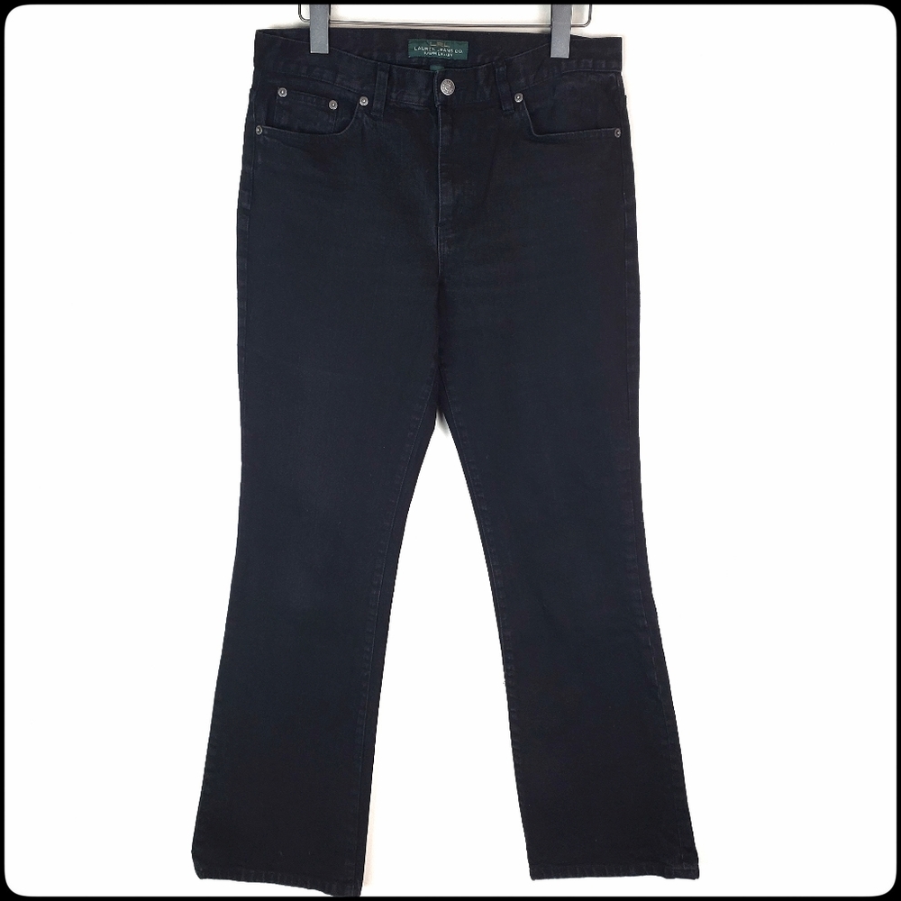 LAUREN RALPH LAUREN Women's Black Wash Classic Bootcut Stretchy Jeans Size: 10